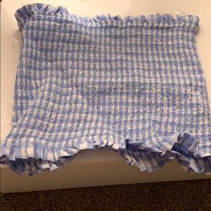 Blue and white checkered tube top